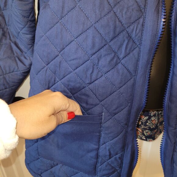 Passage Quilted Jacket Large Blue Floral Reversible Full Zip Cottagecore Boho - Picture 7 of 14